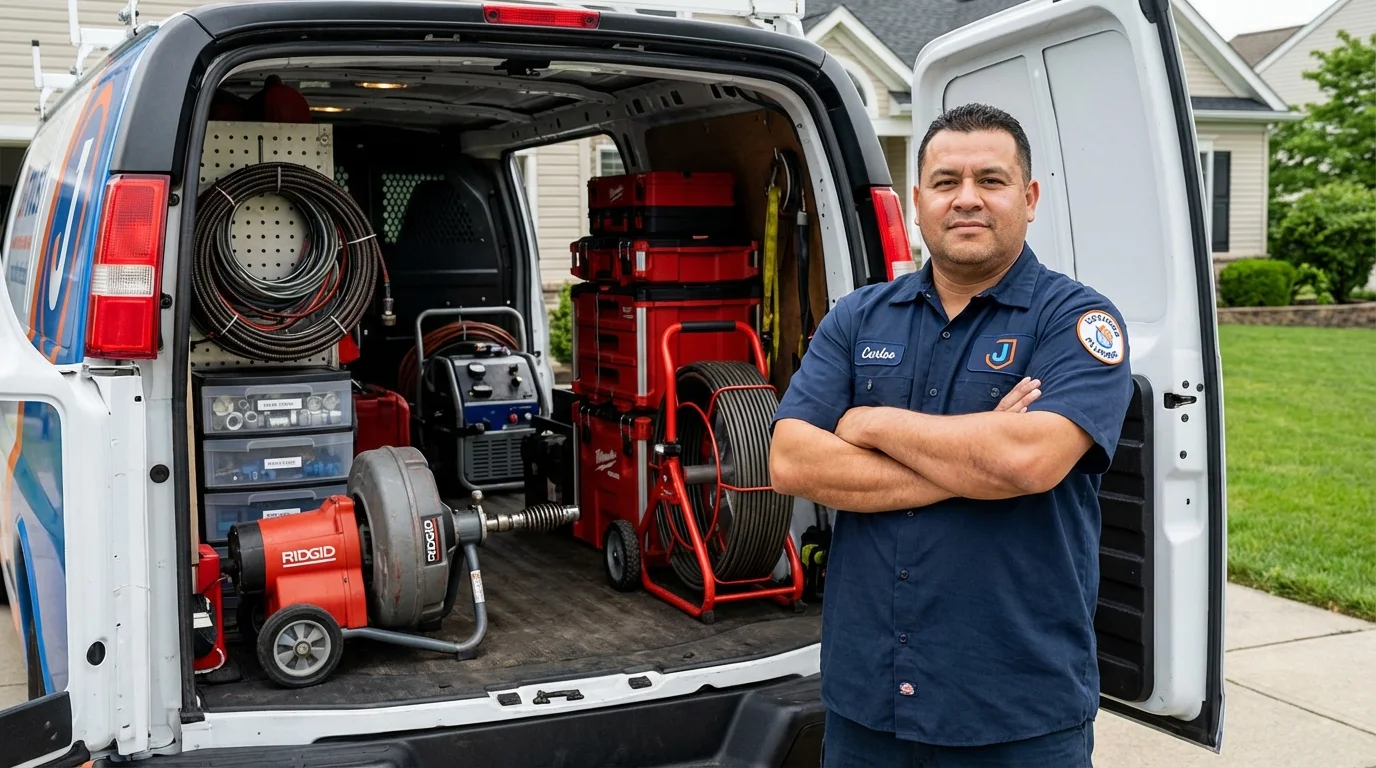 Professional drain cleaning equipment and Johns Plumbing LLC plumber in Sumner