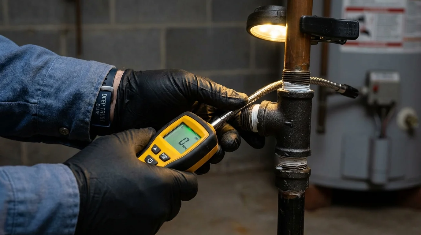 Gas leak detection with electronic sniffer by Johns Plumbing LLC in Sumner