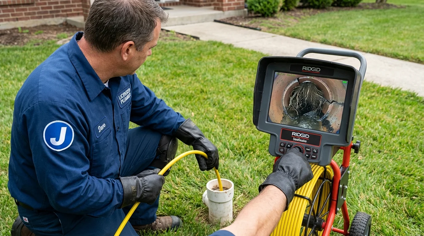 Sewer camera inspection being performed by Johns Plumbing LLC in Sumner